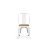 Chaise VIVI Blanc et orme clair, dimensions: H84 x L44 x P51 cm, idéal pour une salle à manger rustique