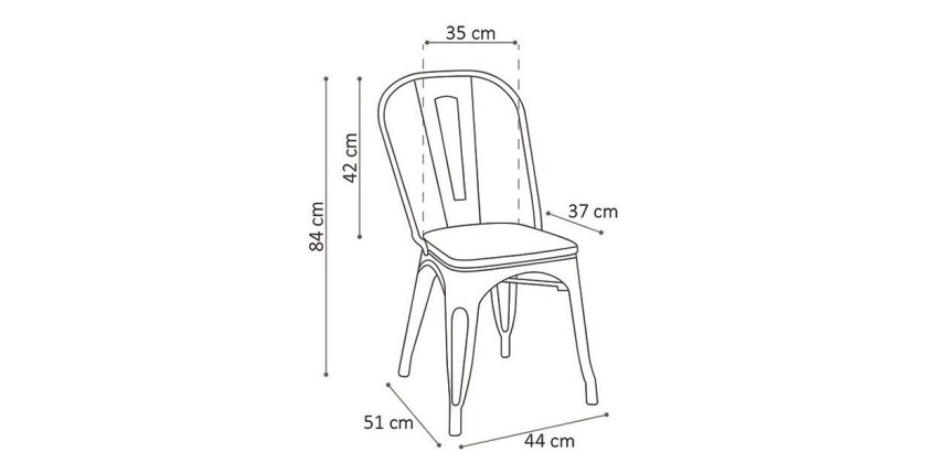 Chaise VIVI Blanc et orme clair, dimensions: H84 x L44 x P51 cm, idéal pour une salle à manger rustique
