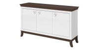 Buffet design 160cm pour salon couleur blanc et chêne foncé, collection PALACE.