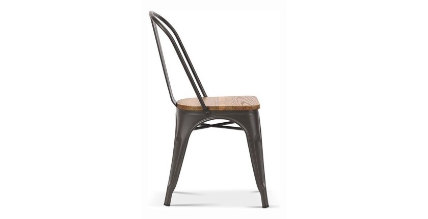 Chaise VIVI Métal et orme clair, dimensions: H84 x L44 x P51 cm, idéal pour une salle à manger rustique