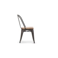 Chaise VIVI Métal et orme clair, dimensions: H84 x L44 x P51 cm, idéal pour une salle à manger rustique