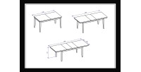 Table extensible jusqu'à 240cm pour 10 personnes pour salle à manger Collection PALACE. Coloris chêne foncé.