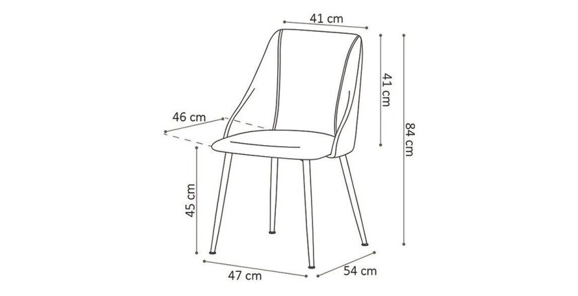 Chaise MARIA Velours Rose, dimensions: H84 x L47 x P54 cm, idéal pour une salle a manger design et moderne