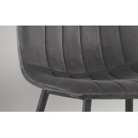 Chaise BRUCE Velours Gris, dimensions: H86 x L45 x P55 cm, idéal pour une salle à manger design et moderne