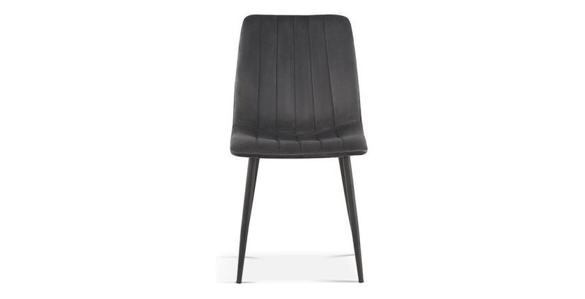 Chaise BRUCE Velours Gris, dimensions: H86 x L45 x P55 cm, idéal pour une salle à manger design et moderne