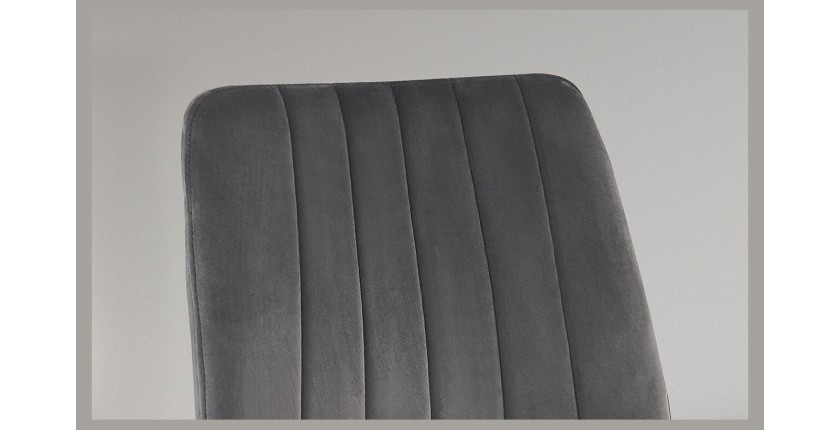 Chaise BRUCE Velours Gris, dimensions: H86 x L45 x P55 cm, idéal pour une salle à manger design et moderne