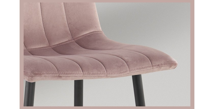 Chaise BRUCE Velours Rose, dimensions: H86 x L45 x P55 cm, idéal pour une salle à manger design et moderne