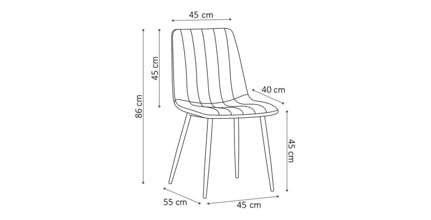 Chaise BRUCE Velours Rose, dimensions: H86 x L45 x P55 cm, idéal pour une salle à manger design et moderne