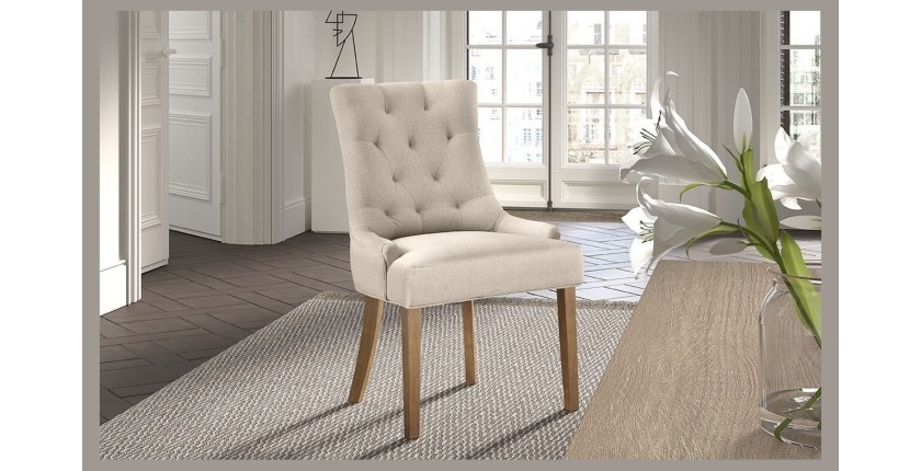 Chaise ROYA Tissu Sable, dimension H93 x L56 x P60, idéal pour votre cuisine ou salle à manger