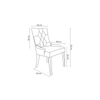 Chaise ROYA Velours Gris, pieds blancs en bois, dimension H93 x L57 x P60 cm, idéal pour votre cuisine ou salle à manger