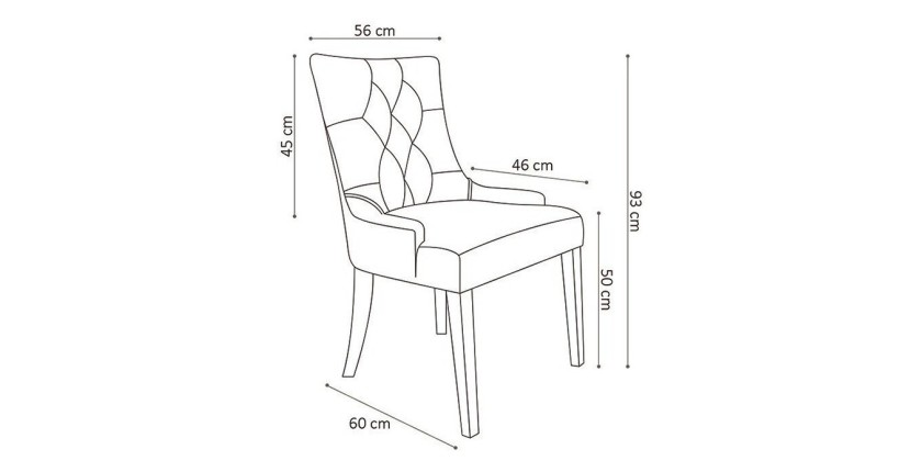 Chaise ROYA Velours Beige, pieds foncés, dimension H93 x L57 x P60 cm, idéal pour votre cuisine ou salle à manger