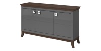 Buffet design 160cm pour salon couleur gris et chêne foncé, collection PALACE.