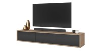 Meuble TV 180cm collection MAANUM. Couleur chêne clair et gris.