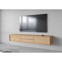 Meuble TV 180cm, 2 tiroirs et 2 portes collection MAANUM. Couleur chêne clair.