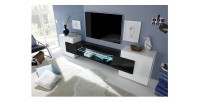 Meuble TV XL 260cm collection INCANTO. Coloris blanc et noir laqué.