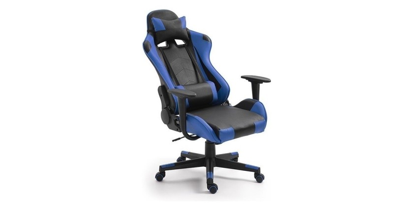 Chaise gaming ARIA Bleu et noir, idéal pour des parties de jeu qui dur!