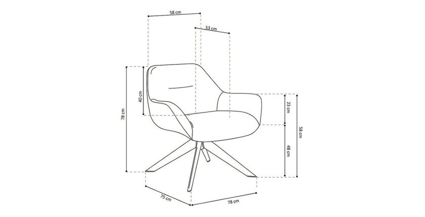 Chaise pivotante LAS en velours grise pour un salon design.