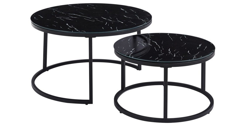 Table basse collection MANHATTAN effet marbre noir, Idéal pour un salon chic