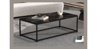 Table basse TRAMPSTA en verre effet marbre noir, idéal pour un salon unique