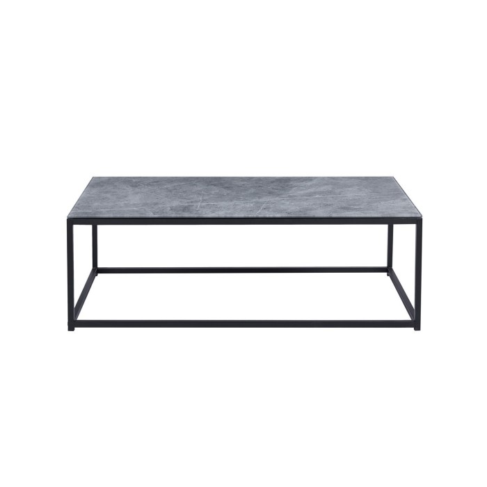 Table basse TRAMPSTA en verre effet gris pierre, idéal pour un salon unique