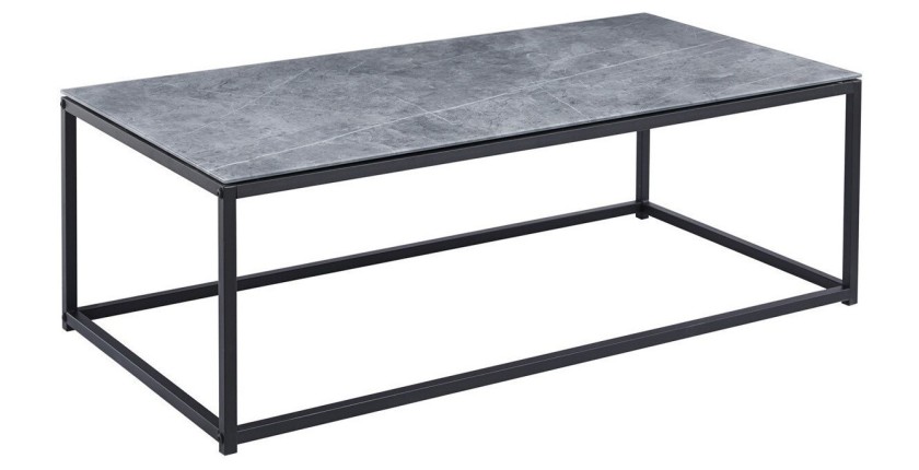 Table basse TRAMPSTA en verre effet gris pierre, idéal pour un salon unique