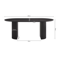 Table à manger ovale VAGOS effet bois brun foncé longueur 200cm, idéal pour une salle à manger conviviale