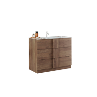 Meuble de salle de bain avec une vasque et 3 tiroirs, longueur 82cm, collection FRASSI. Coloris chêne clair
