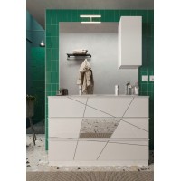 Meuble de salle de bain avec deux vasques et 3 tiroirs, collection VITARIO. Coloris blanc brillant