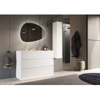 Meuble de salle de bain avec deux vasques et 3 tiroirs, collection VIENNE. Coloris blanc brillant