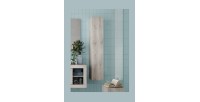 Meuble de salle de bain suspendu, 1porte, collection CISA. Coloris blanc effet bois