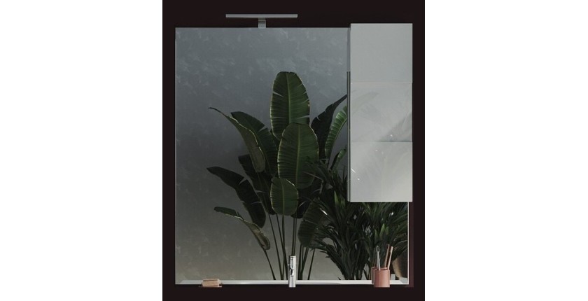 Miroir design avec rangement, 100x110 cm, collection KUBRICK, coloris blanc brillant