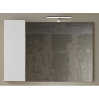 Miroir design avec rangement, 110x75 cm, collection BURA, coloris blanc brillant et béton