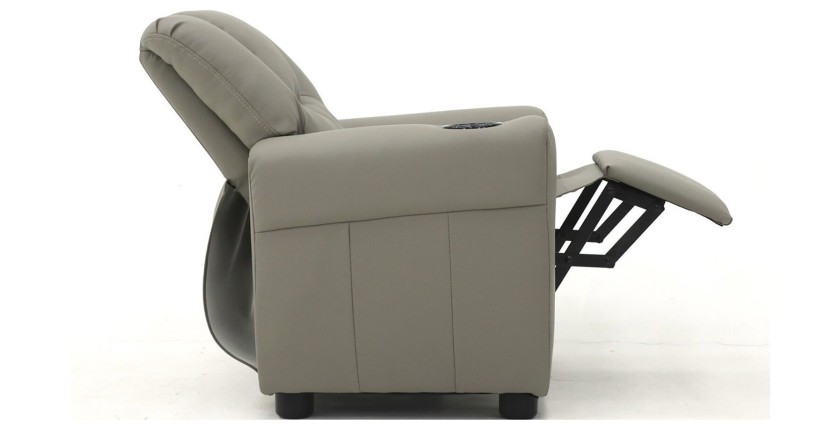 Mini fauteuil relax ITCHI relevable manuellement matière PU couleur gris, idéal pour un salon confortable