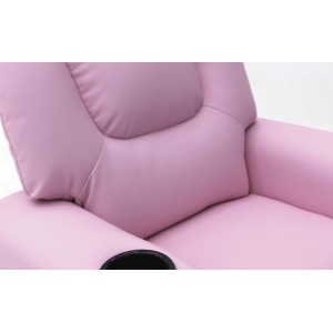 Mini fauteuil relax ITCHI relevable manuellement matière PU couleur rose, idéal pour un salon confortable