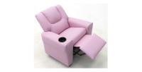 Mini fauteuil relax ITCHI relevable manuellement matière PU couleur rose, idéal pour un salon confortable