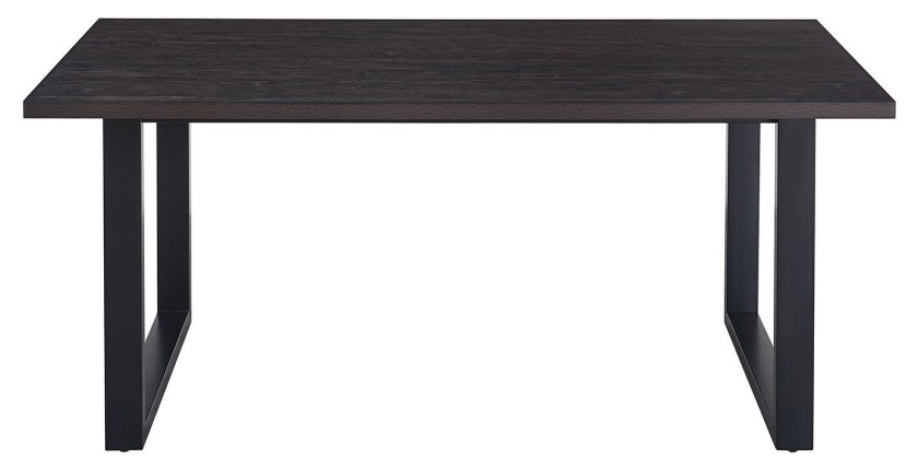 Table à manger EDWAR longueur 180cm en décor bois brun foncé, idéal pour une salle à manger conviviale