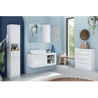 Commode de salle de bains avec 4 tiroirs, collection CISA. Coloris blanc brillant