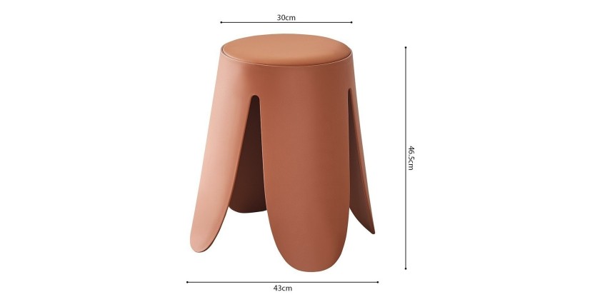 Tabouret OSTIN coloris marron terracotta, grâce a son design atypique il s'adapte a tous types de salon