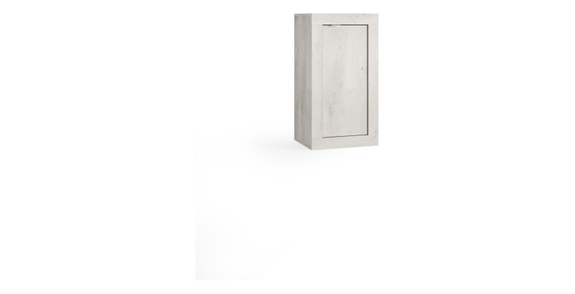 Meuble rangement 1 porte 2 étagères, collection CISA. Coloris chêne gris
