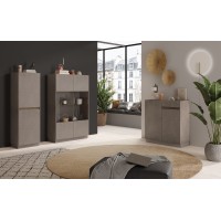 Meuble de rangement design 2 portes collection FANZY. Coloris marron \ chêne foncé