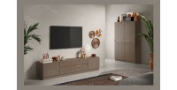 Meuble TV 205cm collection FANZY. Coloris marron et chêne foncé, idéal dans un salon design