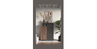 Buffet design 2 portes collection DOMI. Coloris gris anthracite \ chêne foncé