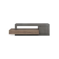 Meuble TV 1 porte 1 tiroir collection DOMI. Coloris gris anthracite \ chêne foncé, idéal dans un salon design