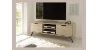 Meuble TV 156cm, 2 portes, collection SHOW, couleur chêne clair