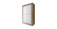 Buffet design 4 portes en bois collection ACCESS. Coloris blanc et chêne foncé