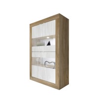 Vitrine design 4 portes collection ACCESS. Coloris blanc et chêne foncé