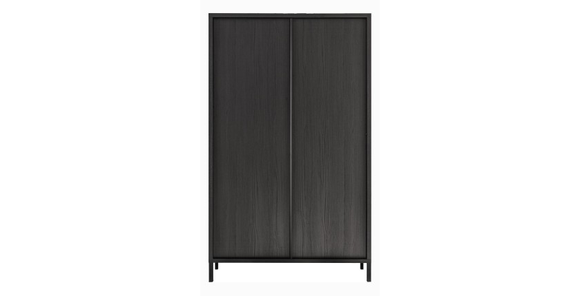 Buffet design 4 portes en bois collection IRON. Coloris chêne noir