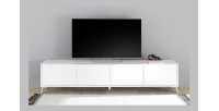 Meuble TV 4 portes SKY. Coloris blanc laqué, idéal pour un salon moderne