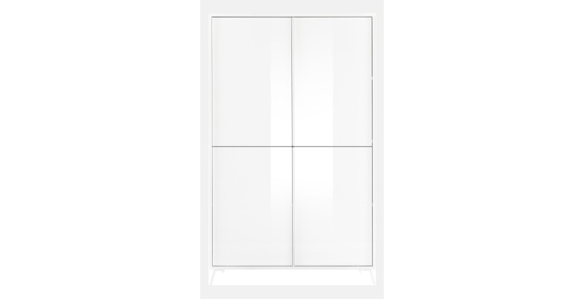 Buffet 4 portes collection SKY. Coloris blanc laqué brillant