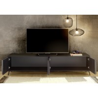 Meuble TV 4 portes SKY. Coloris chêne noir, idéal pour un salon moderne